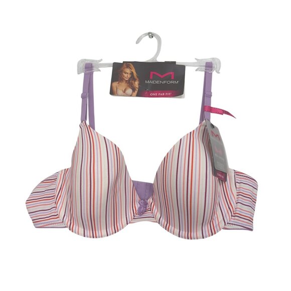 Maidenform Women One Fab Fit Demi Coverage T-Shirt Bra Striped Size 38B - Picture 2 of 7